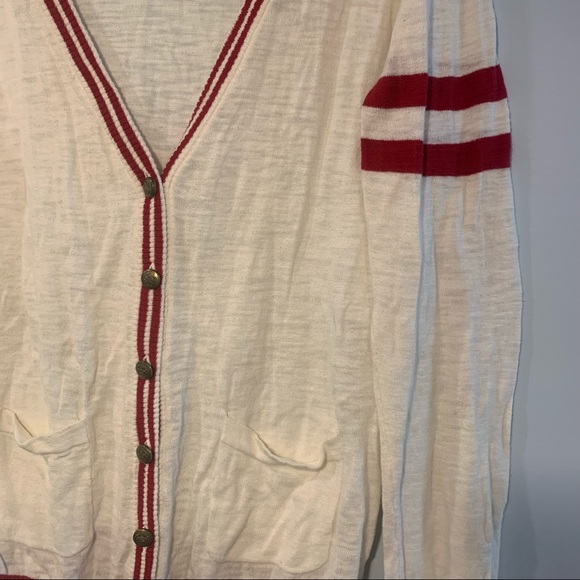 💞$5 Bundle Price💞 Varsity Style Red and White Forever 21 Cardigan - Picture 2 of 5